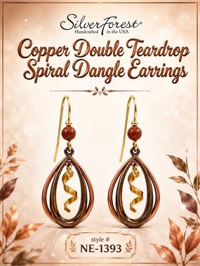 Silver Forest Copper Double Teardrop Spiral Dangle Earrings